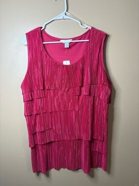CJ Banks Pink Tiered Sleeveless Ruffle Blouse